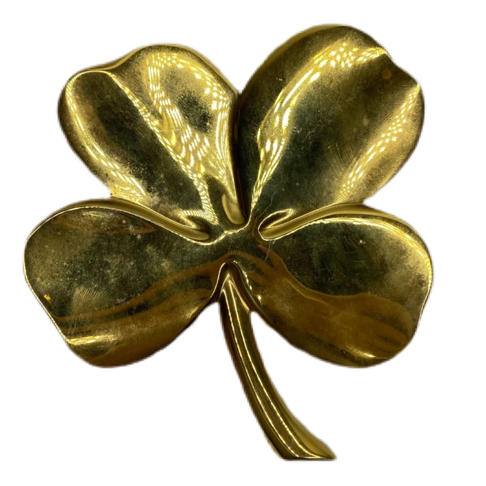Vintage Gold Lucky Four-Leaf Clover Paperweight